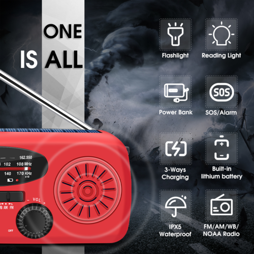 Vevradio 2000 mAh - AM/FM Powerbank Solcell inkl USB