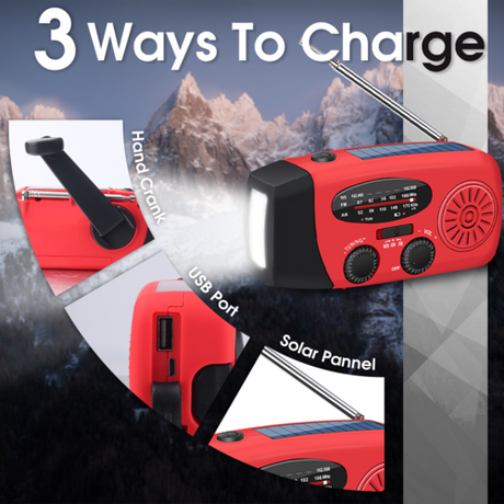 Vevradio 2000 mAh - AM/FM Powerbank Solcell inkl USB