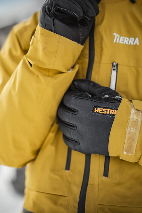 Army Leather Wool Terry 5-finger Handske